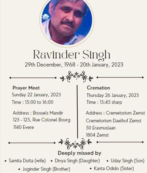 2023-01-20 De heer Ravinder Singh, voorzitter van de HFB, is overleden
